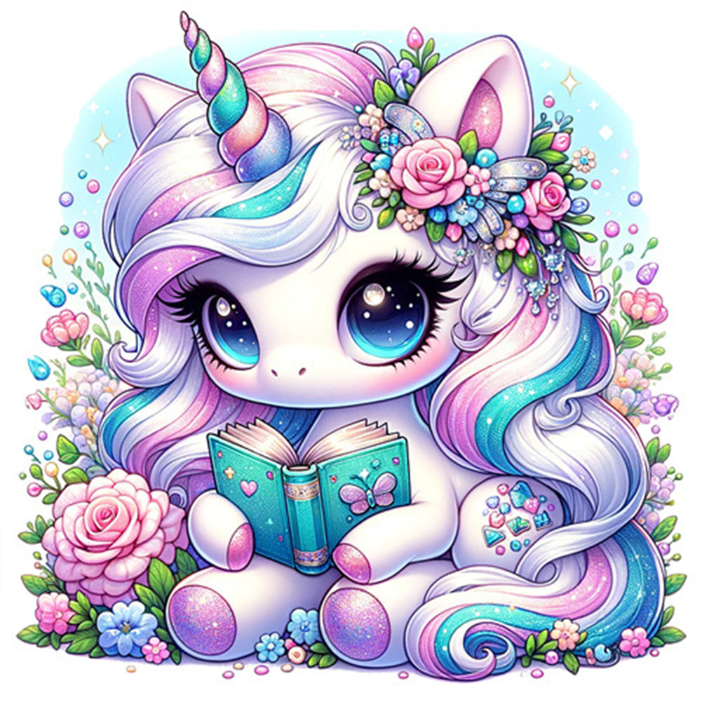 Reading Unicorn - Full Square Drill Diamond Painting 30*30CM