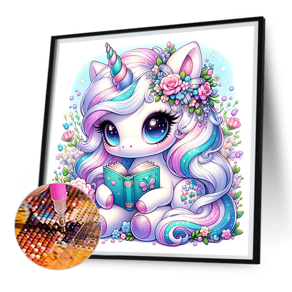 Reading Unicorn - Full Square Drill Diamond Painting 30*30CM