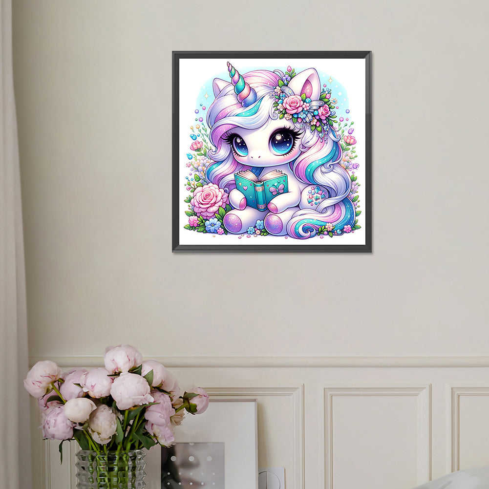 Reading Unicorn - Full Square Drill Diamond Painting 30*30CM