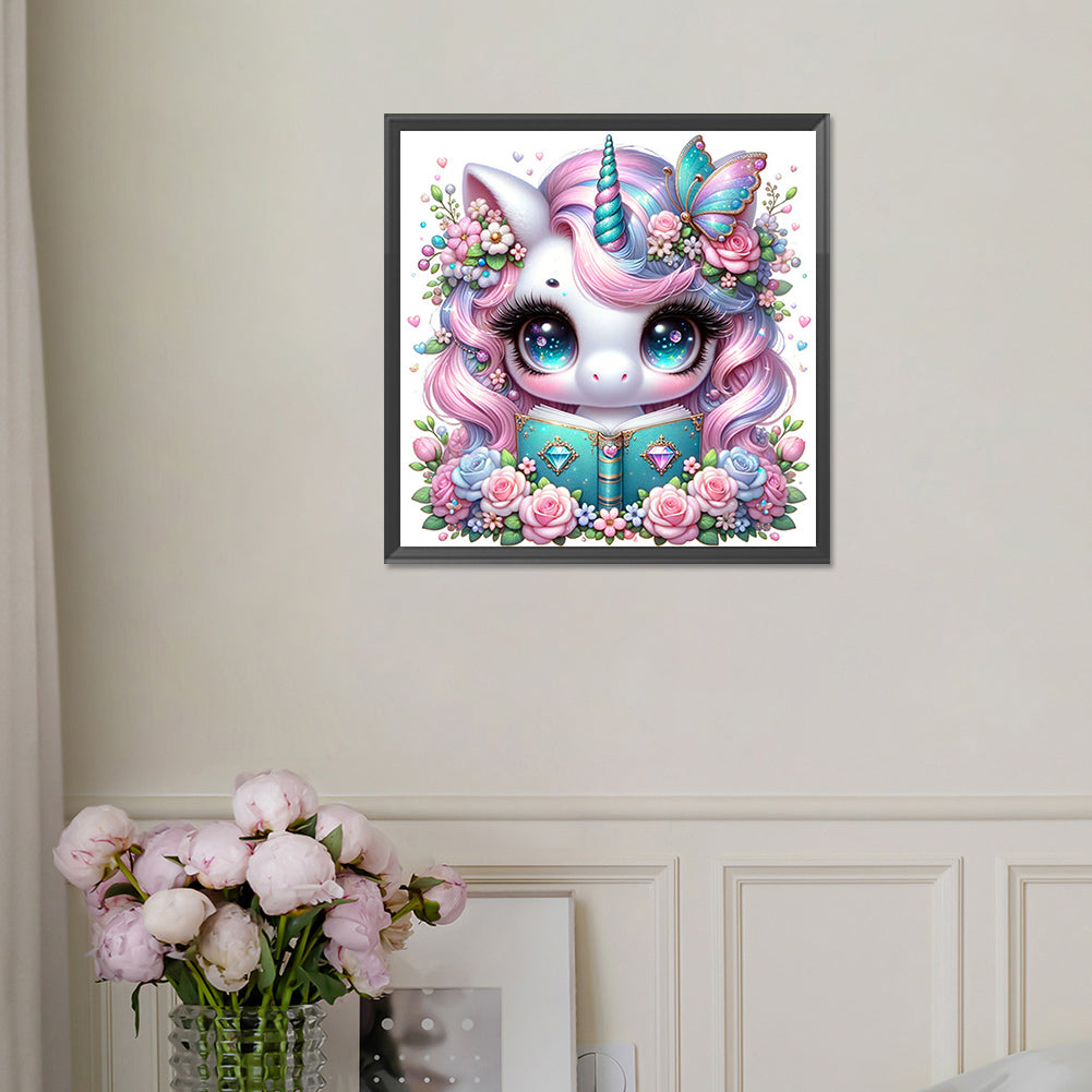 Reading Unicorn - Full Square Drill Diamond Painting 30*30CM