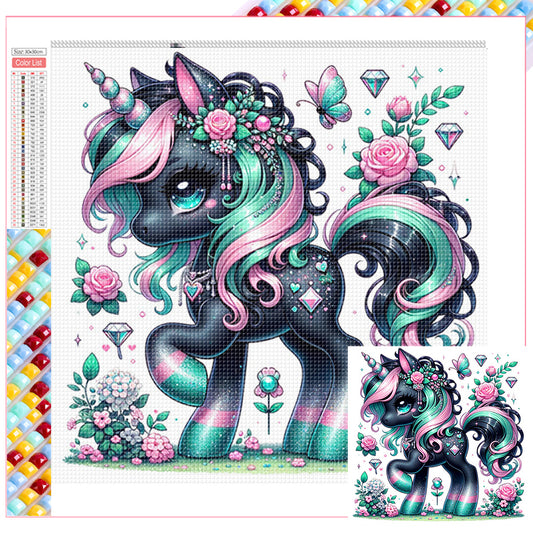 Black And White Unicorn - Full Square Drill Diamond Painting 30*30CM