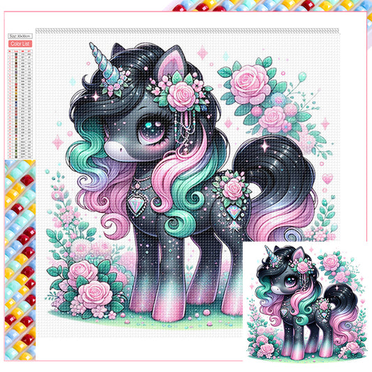 Black And White Unicorn - Full Square Drill Diamond Painting 30*30CM