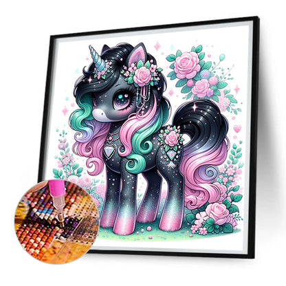 Black And White Unicorn - Full Square Drill Diamond Painting 30*30CM