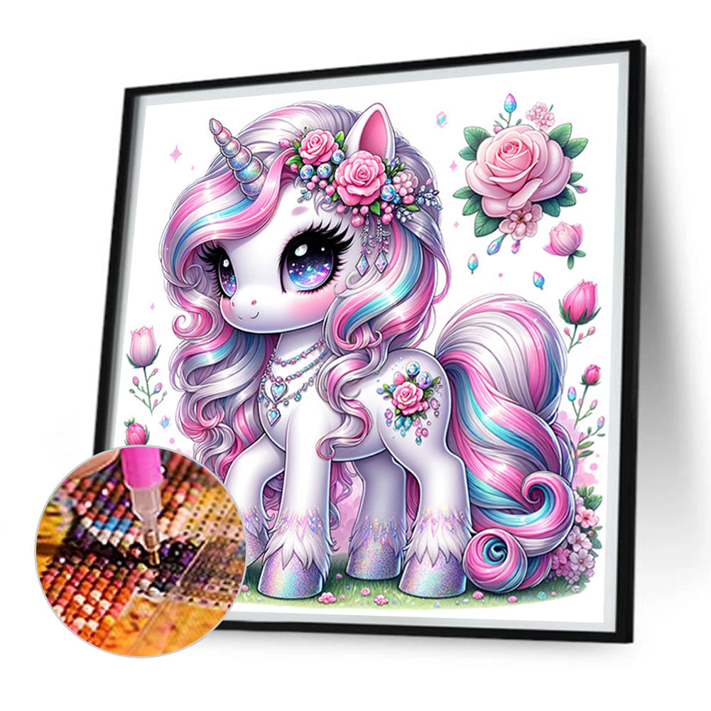 Black And White Unicorn - Full Square Drill Diamond Painting 30*30CM