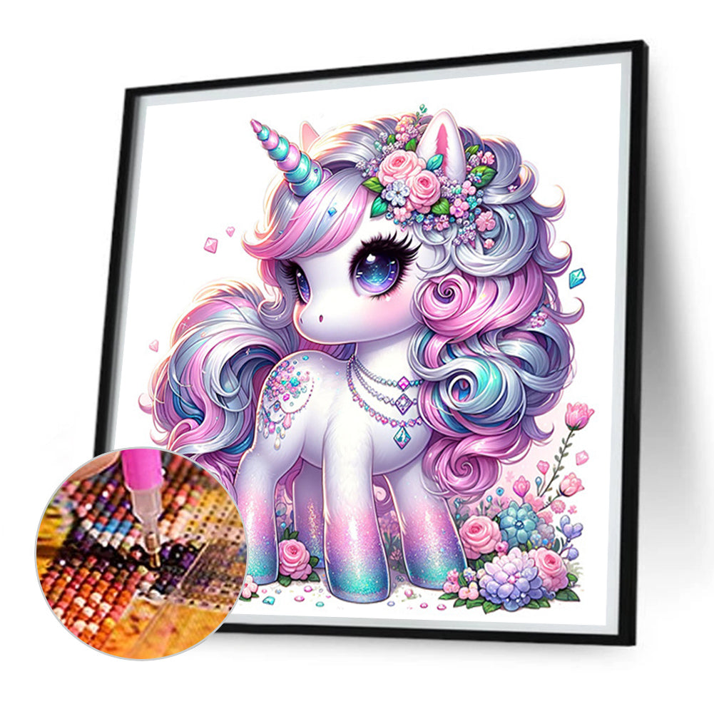 Black And White Unicorn - Full Square Drill Diamond Painting 30*30CM