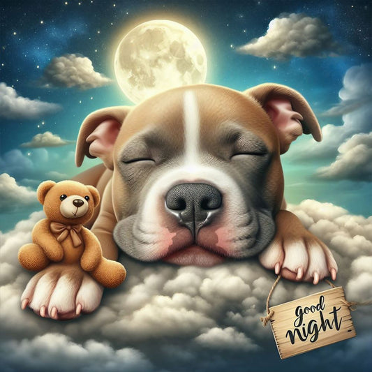 Good Night Bear And Puppy - Full Round Drill Diamond Painting 30*30CM