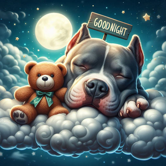 Good Night Bear And Puppy - Full Round Drill Diamond Painting 30*30CM