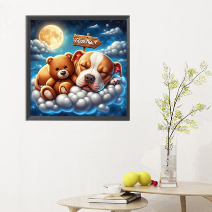 Good Night Bear And Puppy - Full Round Drill Diamond Painting 30*30CM