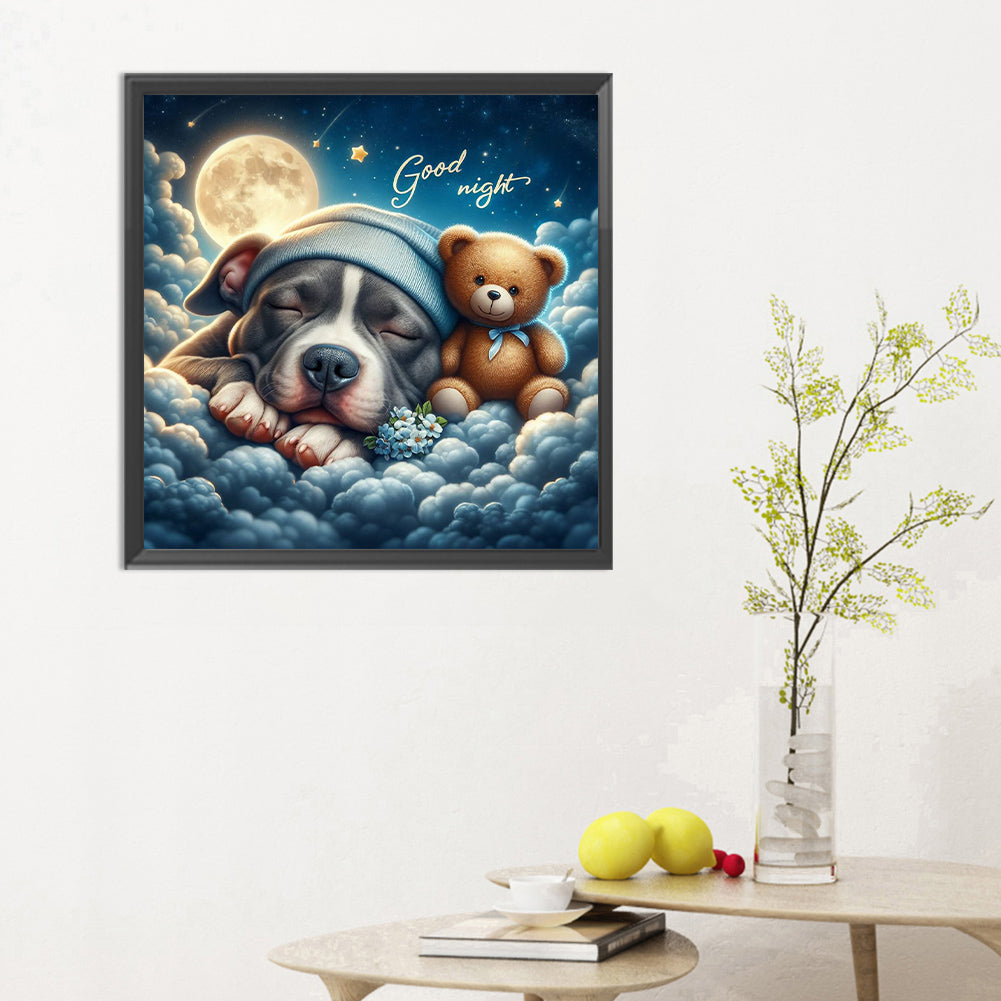 Good Night Bear And Puppy - Full Round Drill Diamond Painting 30*30CM