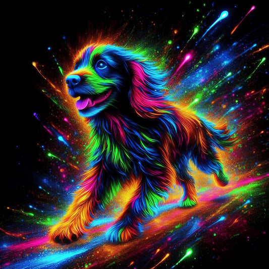 Running Neon Puppy - Full Round Drill Diamond Painting 30*30CM