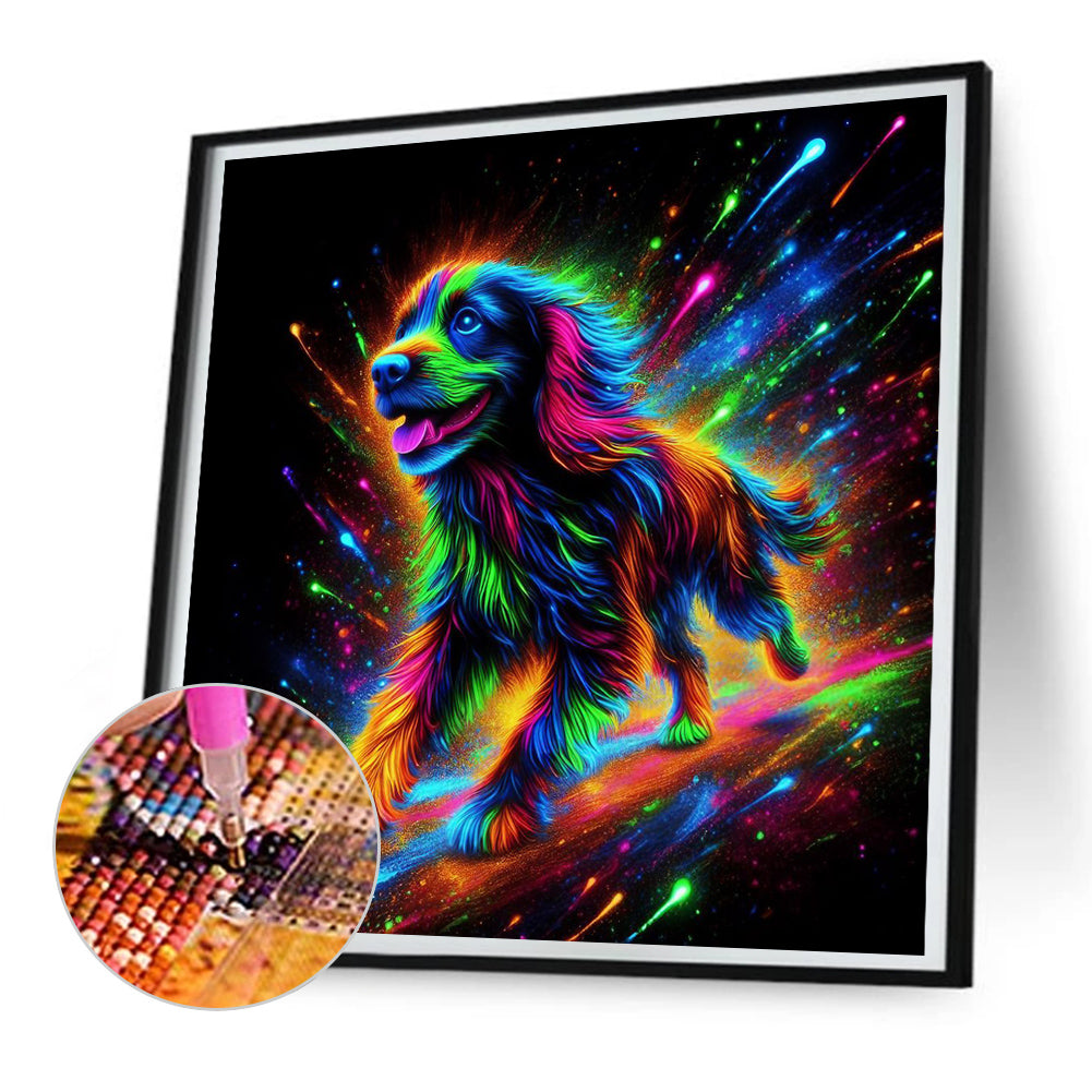 Running Neon Puppy - Full Round Drill Diamond Painting 30*30CM