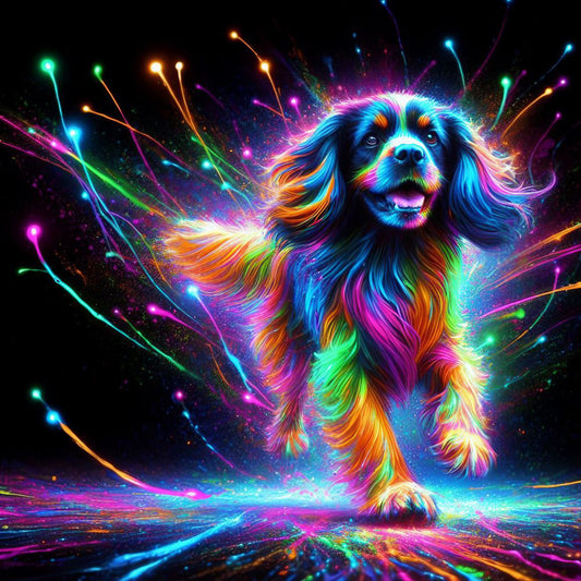 Running Neon Puppy - Full Round Drill Diamond Painting 30*30CM