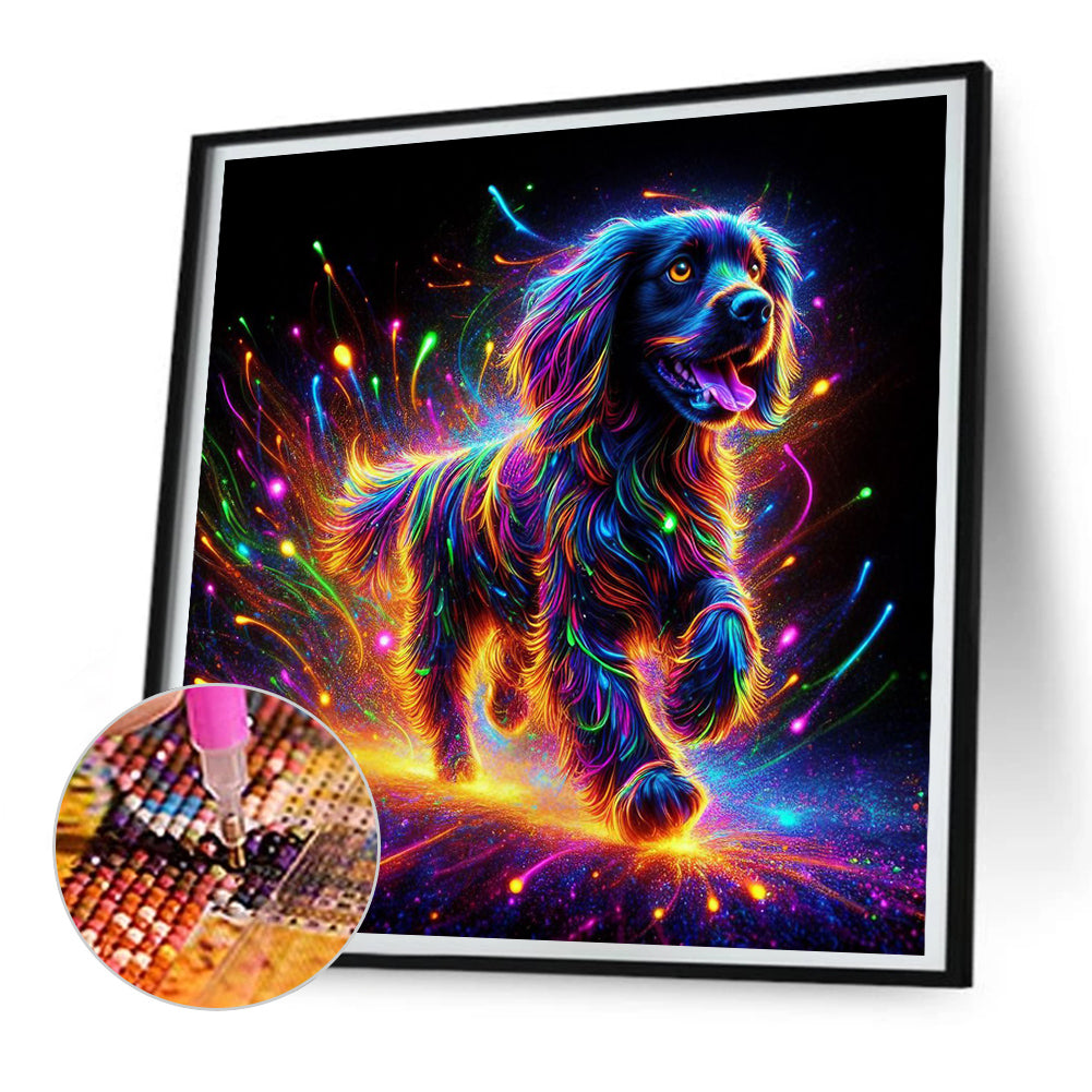 Running Neon Puppy - Full Round Drill Diamond Painting 30*30CM