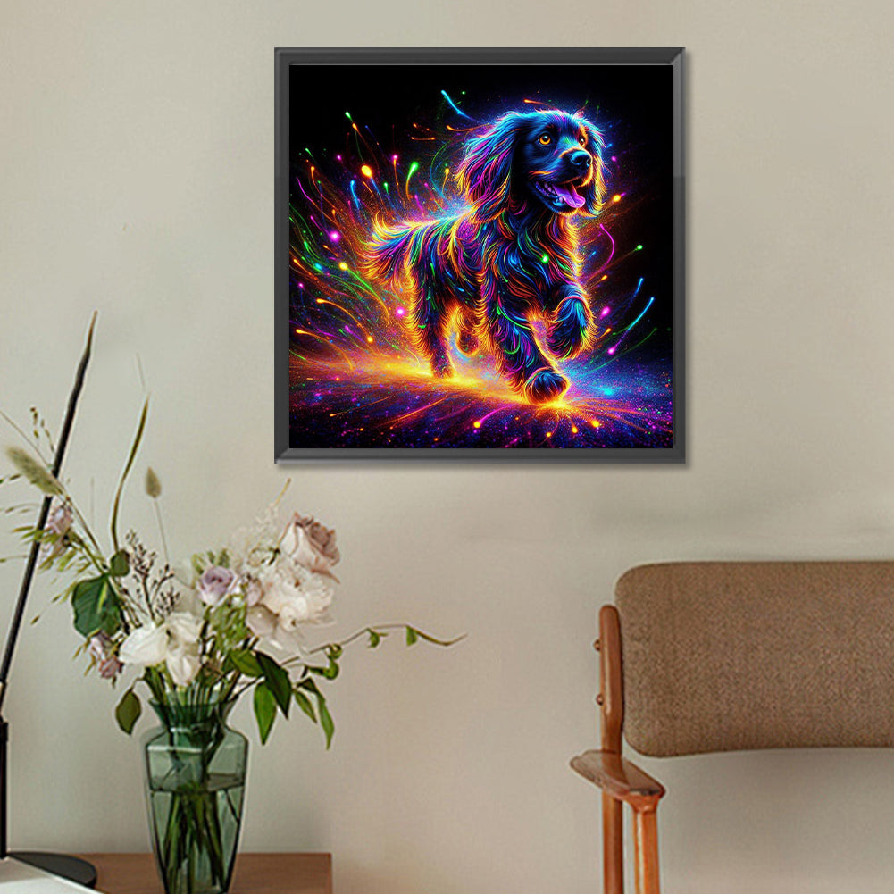 Running Neon Puppy - Full Round Drill Diamond Painting 30*30CM