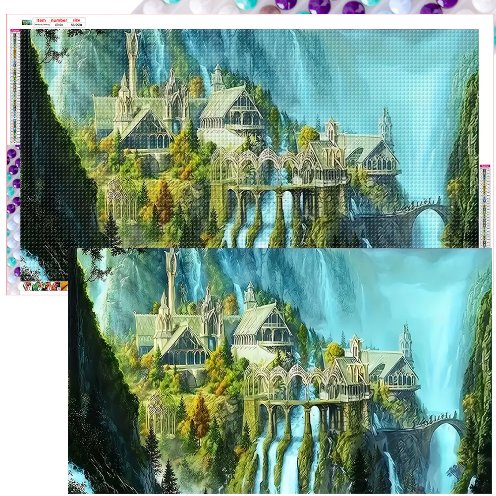 Mountain Castle - Full Round Drill Diamond Painting 95*55CM