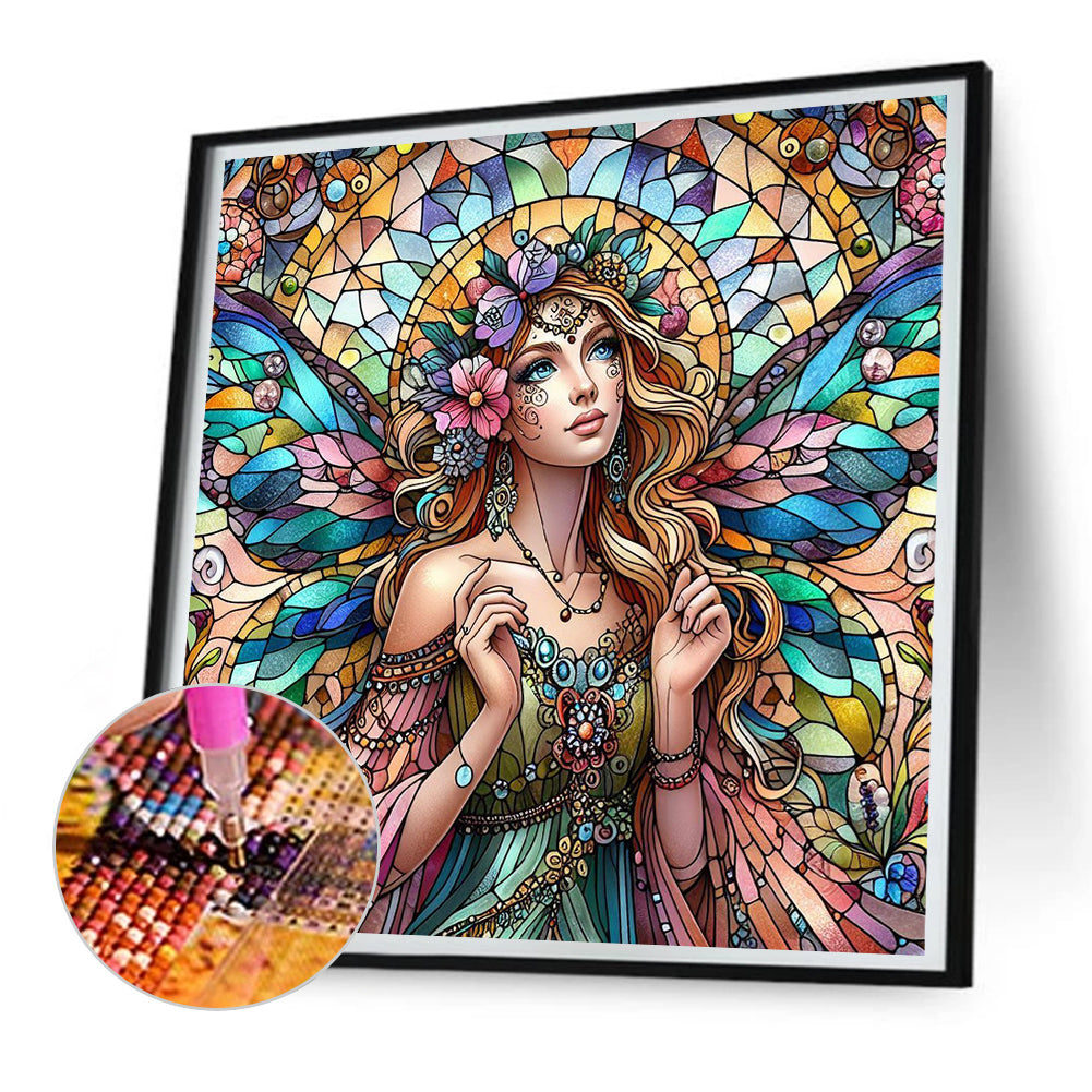 Glass Painting Fairy - Full Round Drill Diamond Painting 30*30CM