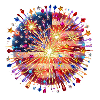 American Flag Fireworks - Special Shaped Drill Diamond Painting 30*30CM