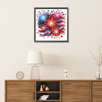 American Flag Fireworks - Special Shaped Drill Diamond Painting 30*30CM