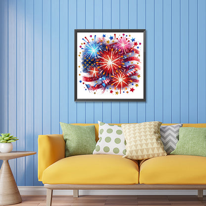 American Flag Fireworks - Special Shaped Drill Diamond Painting 30*30CM