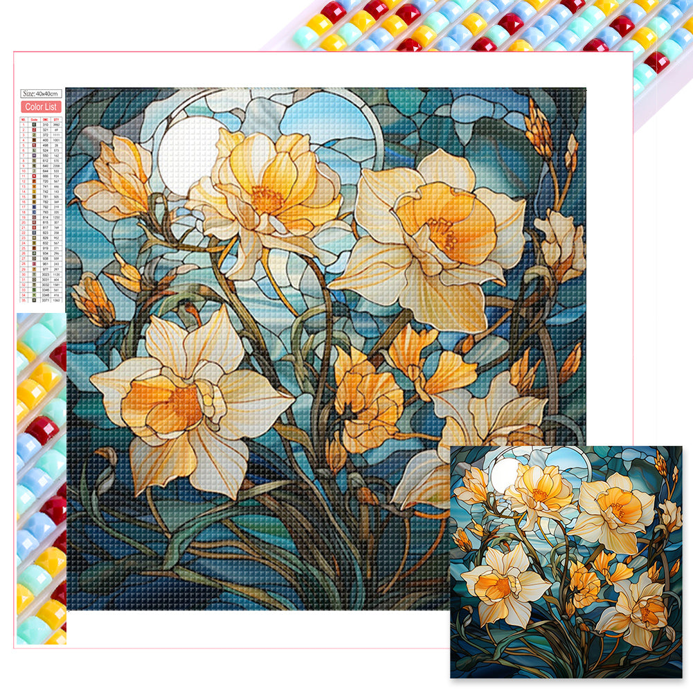 Glass Painting Flowers - Full Square Drill Diamond Painting 40*40CM