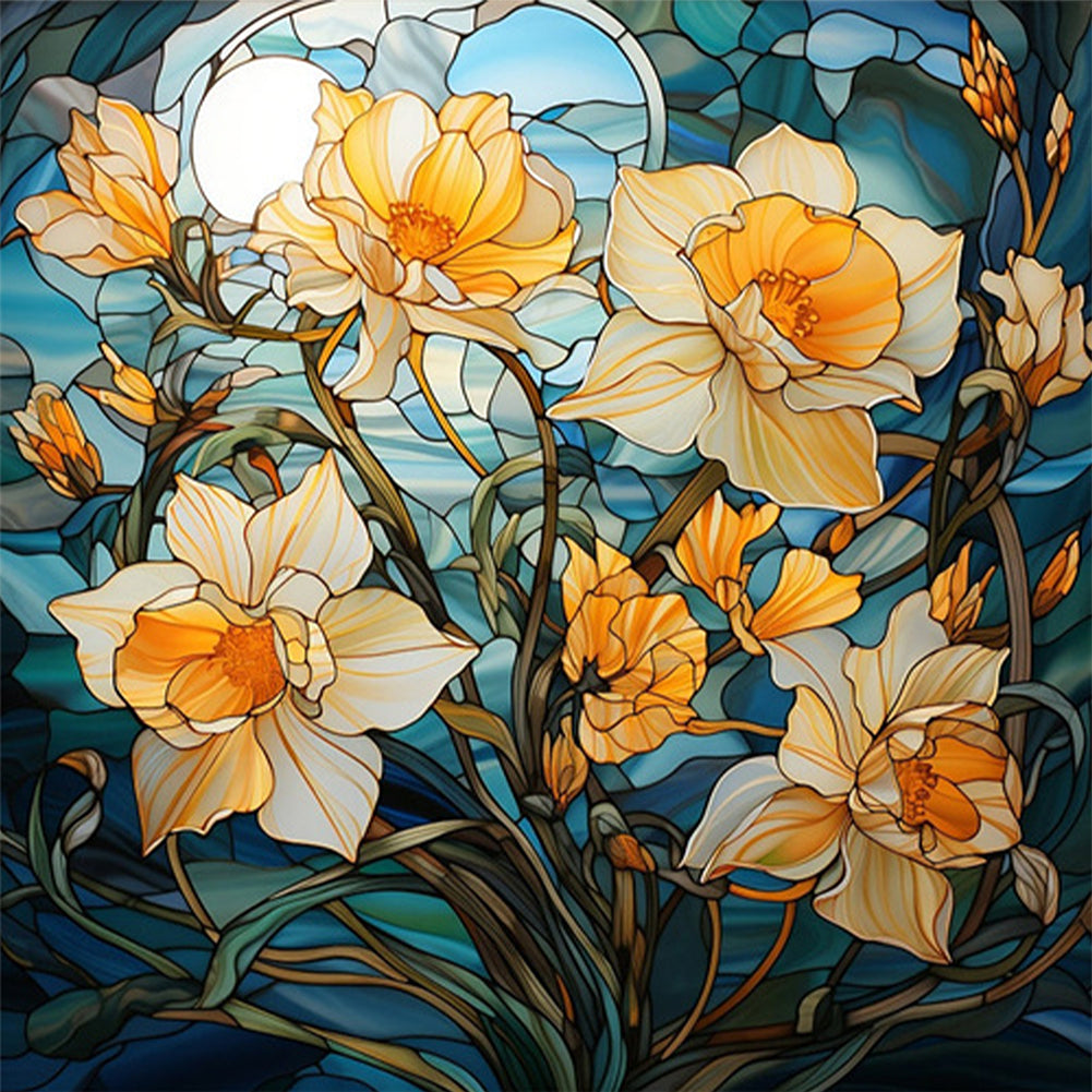 Glass Painting Flowers - Full Square Drill Diamond Painting 40*40CM