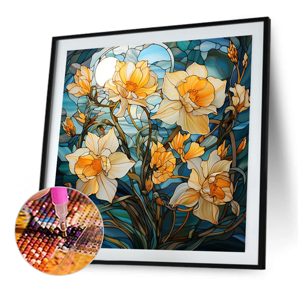 Glass Painting Flowers - Full Square Drill Diamond Painting 40*40CM