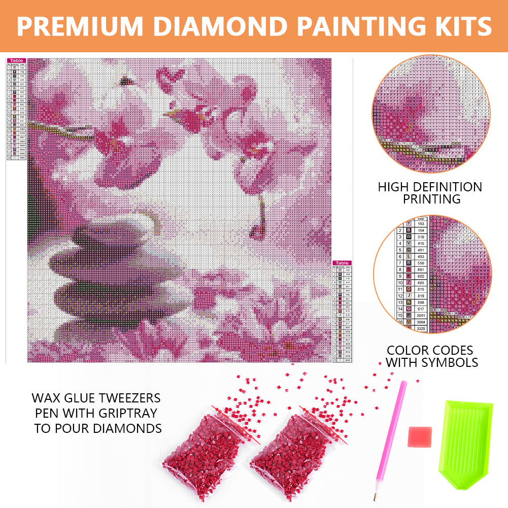 Glass Painting Flowers - Full Square Drill Diamond Painting 40*40CM