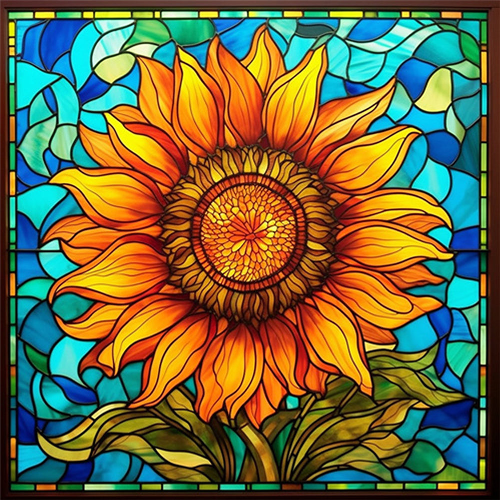 Glass Painting Flowers - Full Square Drill Diamond Painting 40*40CM