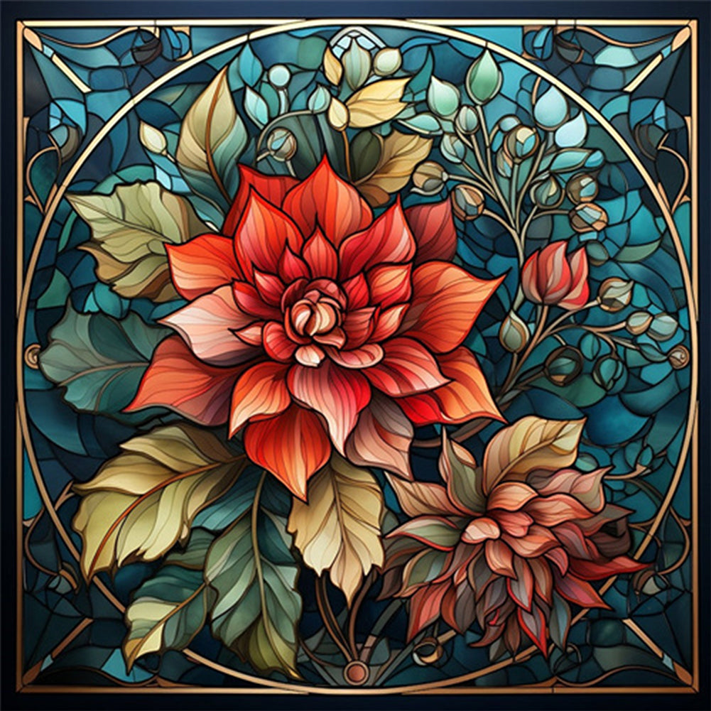 Glass Painting Flowers - Full Square Drill Diamond Painting 40*40CM