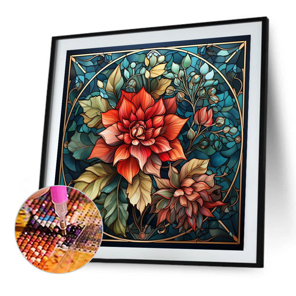 Glass Painting Flowers - Full Square Drill Diamond Painting 40*40CM