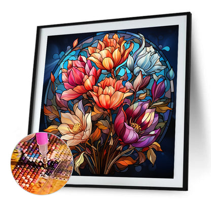 Glass Painting Flowers - Full Square Drill Diamond Painting 40*40CM