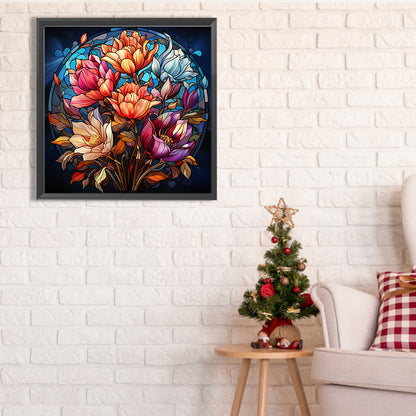 Glass Painting Flowers - Full Square Drill Diamond Painting 40*40CM