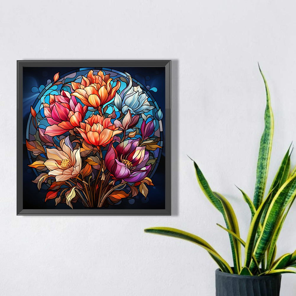 Glass Painting Flowers - Full Square Drill Diamond Painting 40*40CM