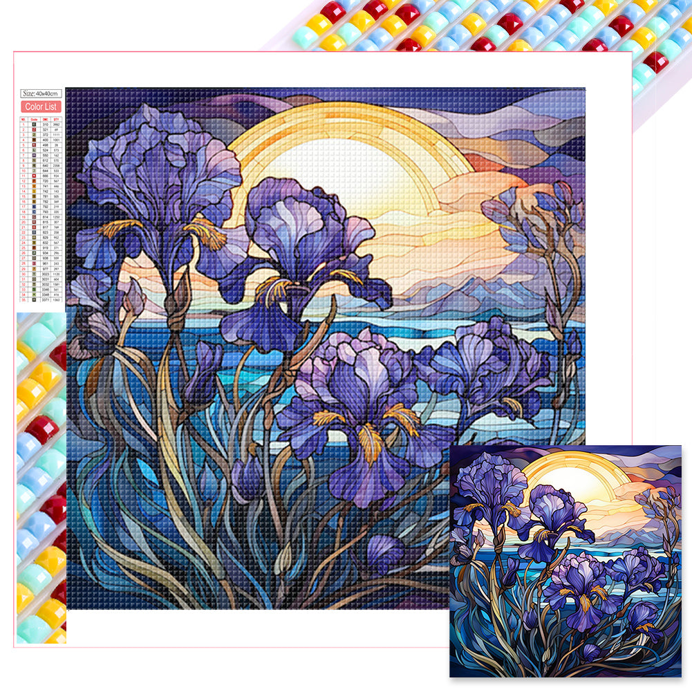 Glass Painting Flowers - Full Square Drill Diamond Painting 40*40CM