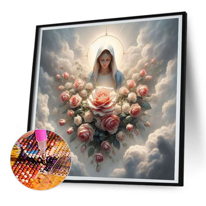 Flowers And Virgin - Full Round Drill Diamond Painting 30*30CM