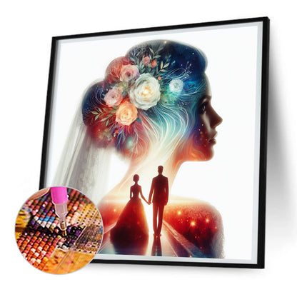 Romantic Wedding Silhouette - Full Round Drill Diamond Painting 30*30CM