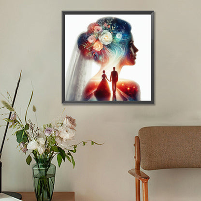 Romantic Wedding Silhouette - Full Round Drill Diamond Painting 30*30CM