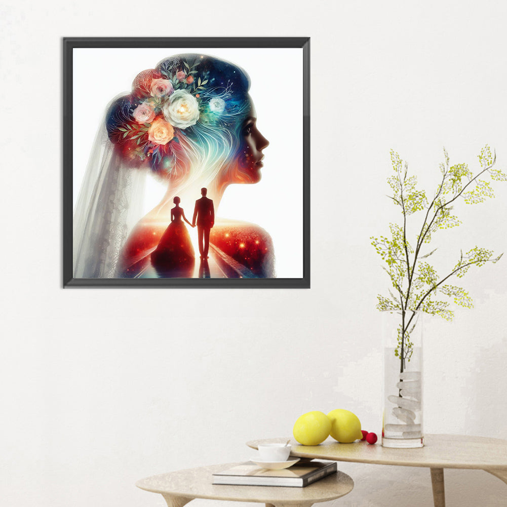 Romantic Wedding Silhouette - Full Round Drill Diamond Painting 30*30CM