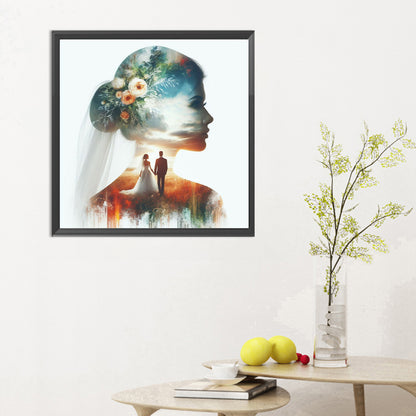 Romantic Wedding Silhouette - Full Round Drill Diamond Painting 30*30CM