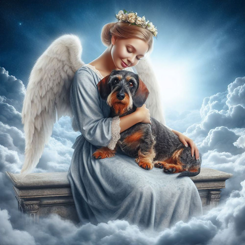 Angel And Dog - Full Round Drill Diamond Painting 30*30CM