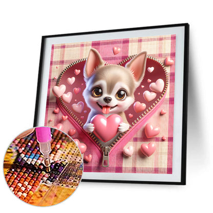 Pink Love Puppy-Tijuana - Full Round Drill Diamond Painting 30*30CM