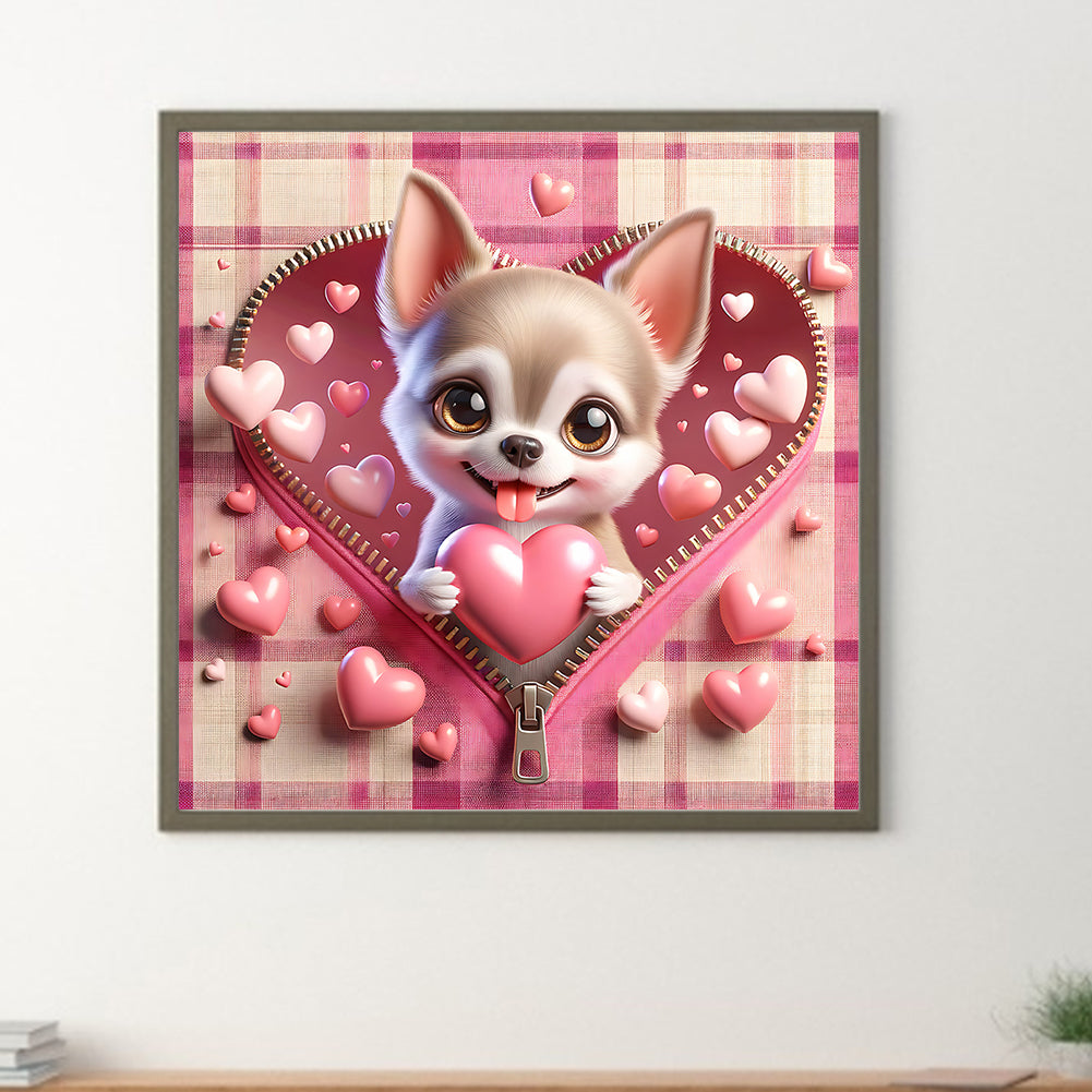 Pink Love Puppy-Tijuana - Full Round Drill Diamond Painting 30*30CM