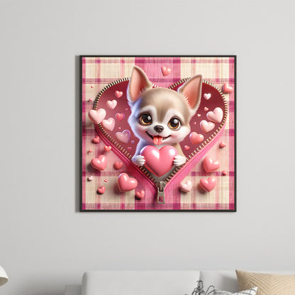 Pink Love Puppy-Tijuana - Full Round Drill Diamond Painting 30*30CM