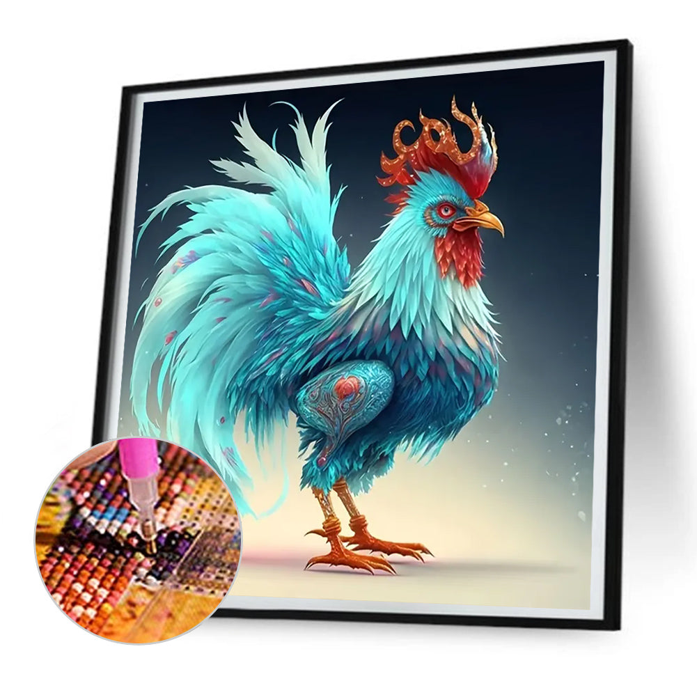 Blue Rooster - Full Round Drill Diamond Painting 30*30CM