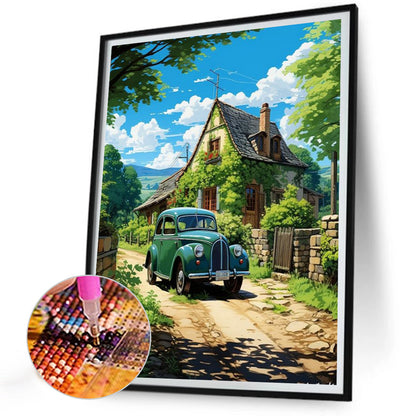 Classic Car In The Woods - Full Round Drill Diamond Painting 30*40CM