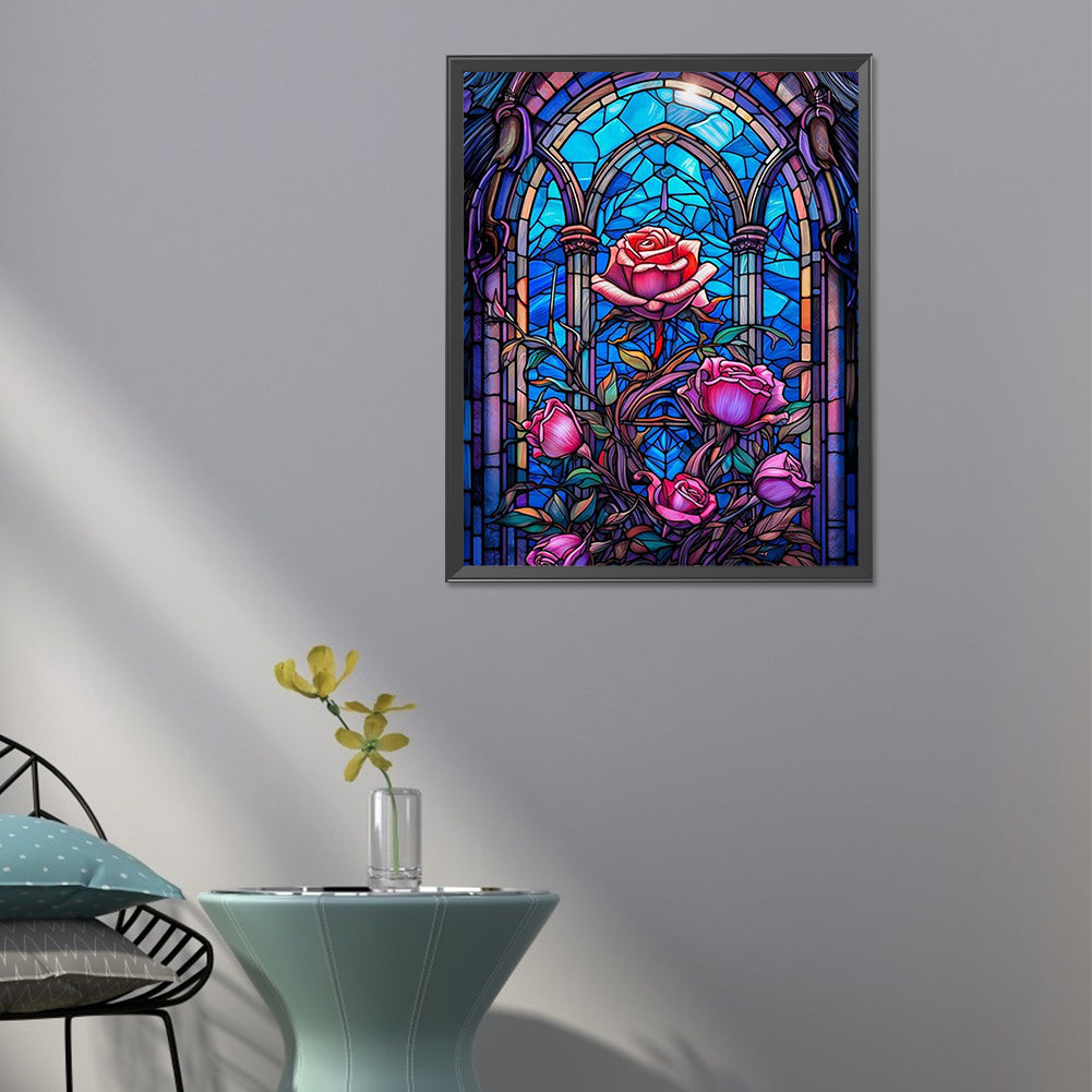 Glass Painted Roses - Full Round Drill Diamond Painting 40*50CM