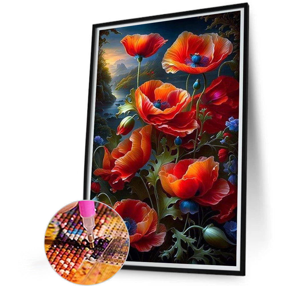 Night Poppy - Full Round Drill Diamond Painting 40*65CM