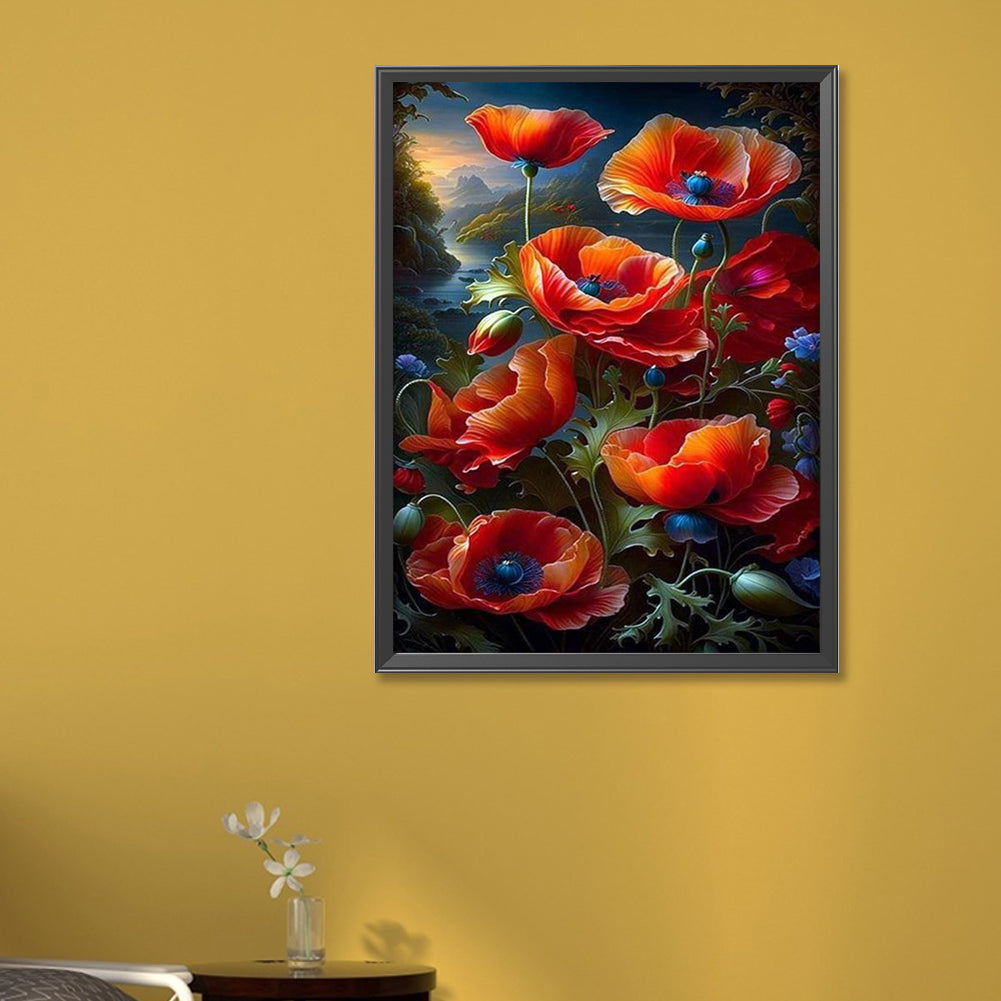 Night Poppy - Full Round Drill Diamond Painting 40*65CM