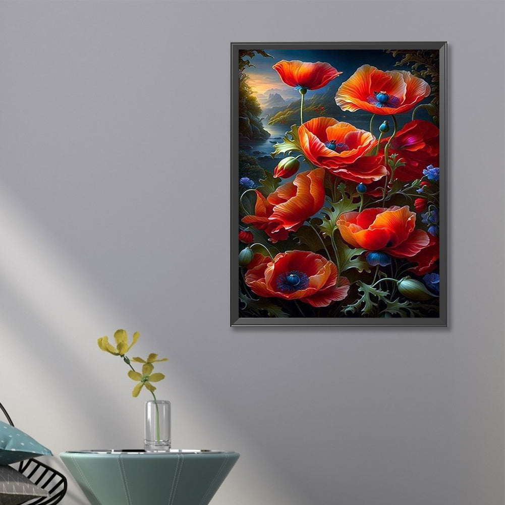 Night Poppy - Full Round Drill Diamond Painting 40*65CM