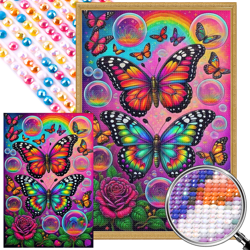 Garden Bubble Butterfly - Full Round Drill Diamond Painting 40*60CM